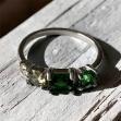 Stříbrný prsten se smaragdem a citrínem