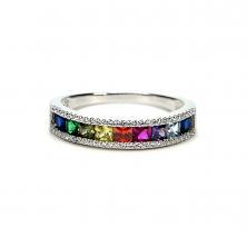 Stříbrný prsten s barevnými zirkony - spektrum
