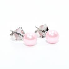 Stříbrné náušnice s růžovou perlou 