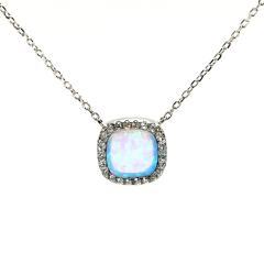 Stříbrný náhrdelník s opálem a zirkony