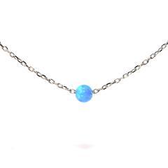 Stříbrný náhrdelník kuličky s modrým opálem