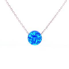 Stříbrný náhrdelník kolečko s modrým opálem