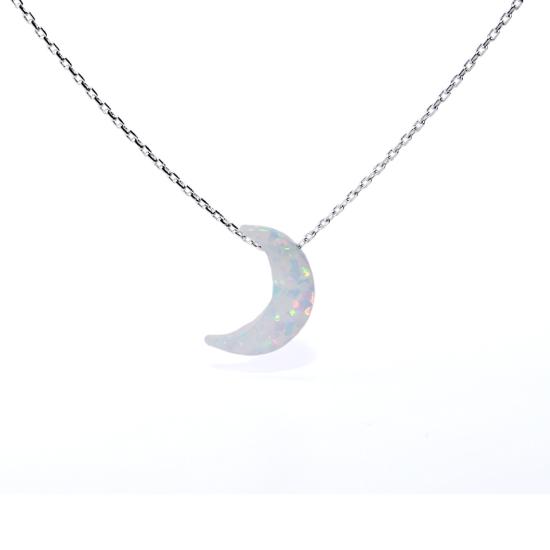 Stříbrný náhrdelník MĚSÍC bílý opál