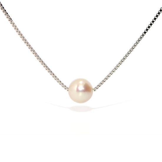 Stříbrný řetízek s pevnou ozdobou kuličky s bílou perlou