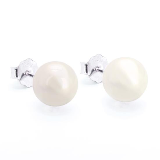 Stříbrné náušnice s bílou perlou 