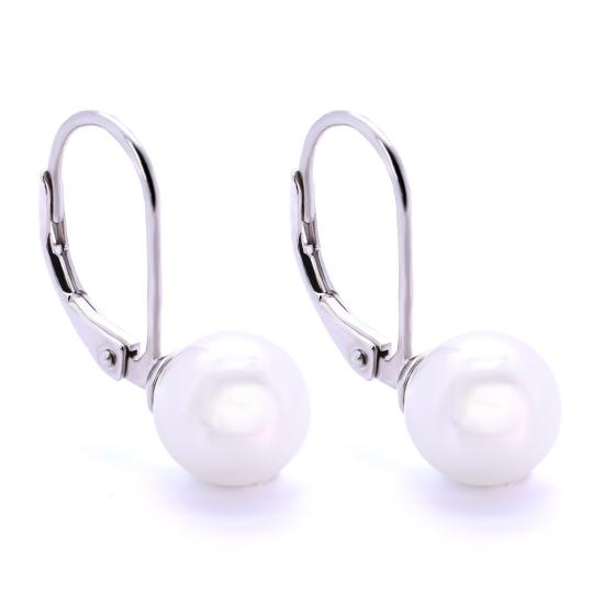 Stříbrné náušnice s bílou perlou